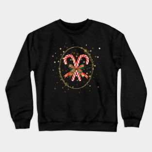 Christmas Candy Canes in a Golden Frame Crewneck Sweatshirt